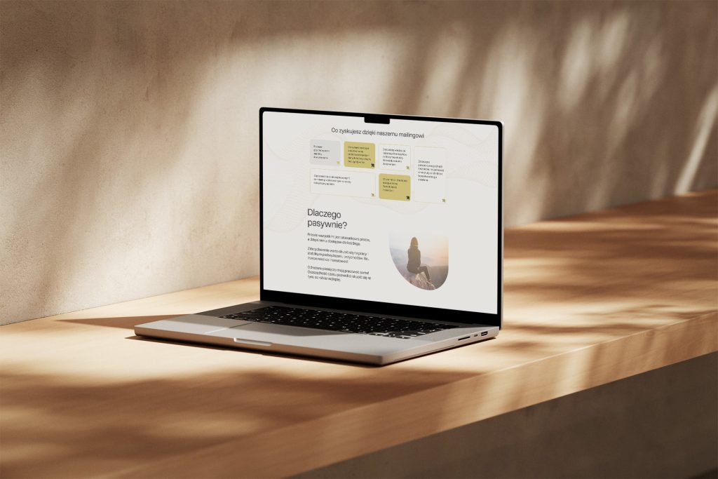 Przykładowy landing page, który zrealizowaliśmy w celu zapisania się na newsletter dotyczący inwestowania pasywnego. Głównym jego celem było wypełnienie formularza oraz zapisanie się do mailingu.